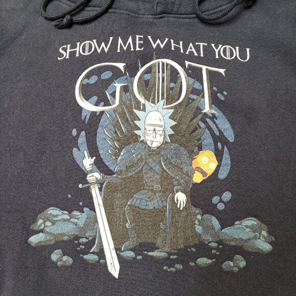 Rick & Morty Hoodie Game of Thrones Rare Collab Delta Tag Show Me What You GOT - Picture 1 of 8